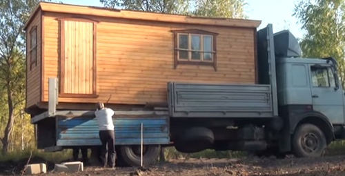 перевозка бытовки на открытом камазе